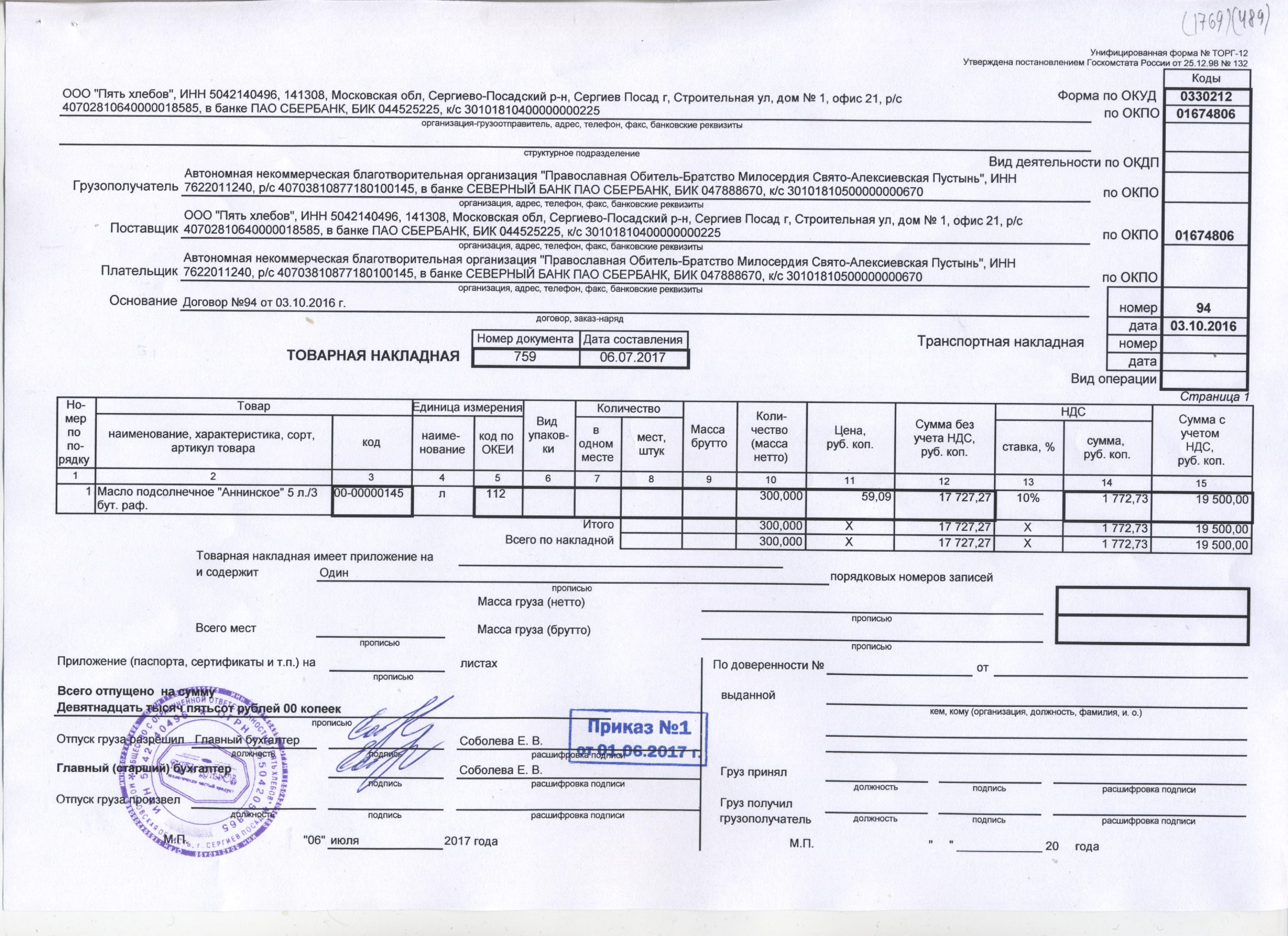 Приложение к ттн образец в рб